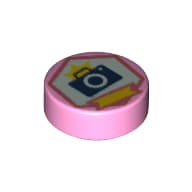 Tile Round 1 x 1 with Camera in Dark Pink Hexagon print