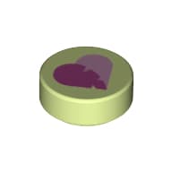 Tile Round 1 x 1 with Bright Pink / Dark Pink Heart Print