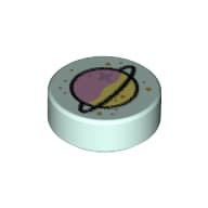Tile Round 1 x 1 with Planet, Rings Print