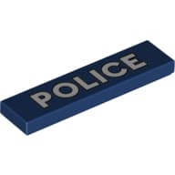 Tile 1 x 4 with White 'POLICE' Print