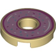 Tile Round 2 x 2 with Hole and Donut with Pink Icing Print