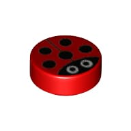 Tile Round 1 x 1 with Ladybug / Ladybird Print