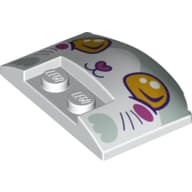 Slope Curved 3 x 4 x 2/3 Triple Curved with 2 Sunk Studs with Cat Face, Dark Pink Nose, Bright Light Orange Eyes print