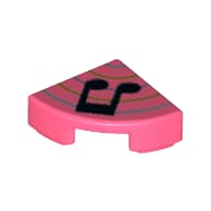 Tile Round 1 x 1 Quarter with Double Black Music Note, Blue Lines Print