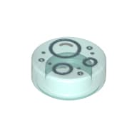 Tile Round 1 x 1 with Sand Blue Bubbles print