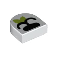 Tile 1 x 1 Half Circle with Black Snout, Leaf print
