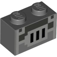 Brick 1 x 2 with Pixelated Furnace Grill Print