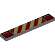 Tile 1 x 6 with Red Lights and Safety Stripes Print (Spoiler)