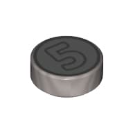 Tile Round 1 x 1 with '5' Coin print