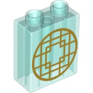 Duplo Brick 1 x 2 x 2 with Bottom Tube and Gold Geometric Shapes Print