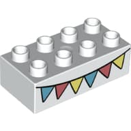 Duplo Brick 2 x 4 with Pink, Yellow and Blue Bunting Print