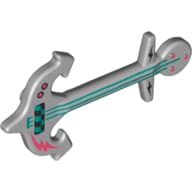 Musical Instrument Guitar, Anchor, with Dark Azure Strings and Coral Lightning Bolt Print