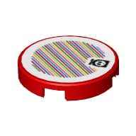 Tile Round 2 x 2 with Bottom Stud Holder and Fly Guy and Barcode Print (Sticker)