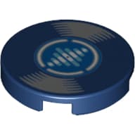 Tile Round 2 x 2 with Bottom Stud Holder and Record with Sound Equalizer Print