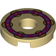 Tile Round 2 x 2 with Hole and Tamborine Print