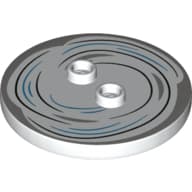 Plate Special Round 4 x 4 with 2 Studs with Black/Dark Azure Swirl/Tornado print