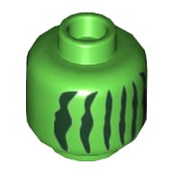 Minifig Head No Face, Dark Green Stripes print (Watermelon)