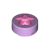 Tile Round 1 x 1 with Molded Trans-Bright Pink Star
