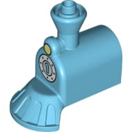 Duplo Train Front, Steam Engine 2 x 4 with Cow Catcher and Yellow Headlight above White Boiler Circle with Azure '1' Print