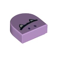 Tile 1 x 1 Half Circle with Face, White Fangs print