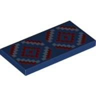 Tile 2 x 4 with Bright Light Blue and Dark Red Geometric Design Print