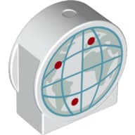 Duplo Brick 1 x 3 x 2 Round Top, Cut Away Sides with Globe with Red Dots Print