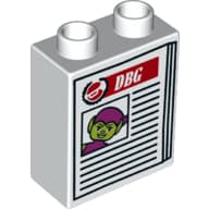 Duplo Brick 1 x 2 x 2 with Bottom Tube and Newspaper with Green Goblin and 'DBG' Print