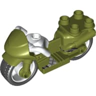 Duplo Motorcycle with Rubber Wheels, White Handlebars, Foot Pedal Print