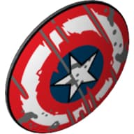 Shield Round Bowed, Red, White, and Blue Circles with Star, Scratches Print (Captain America)