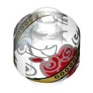 Minifig Head (No Face), Bottle / Jar, Red Flower, Gold Band Print