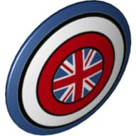 Shield Round Bowed with Dark Blue/White/Red Circles, Union Jack print