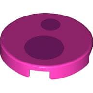 Tile Round 2 x 2 with Bottom Stud Holder with Two Magenta Circles Print
