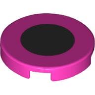 Tile Round 2 x 2 with Bottom Stud Holder with Large Black Circle Print