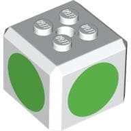 Brick Special Cube with 2 x 2 Studs on Top, and Bright Green Circles Print