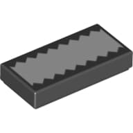 Tile 1 x 2 with White Shape with ZigZag Line print