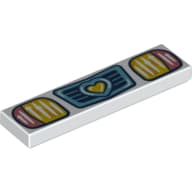 Tile 1 x 4 with Headlight, Medium Azure Grill, Yellow Heart print