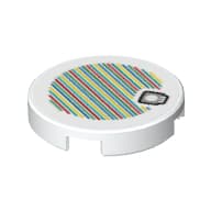 Tile Round 2 x 2 with Bottom Stud Holder and Mushroom and Barcode Print (Sticker)