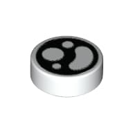 Tile Round 1 x 1 with Black Circle, White Shapes print