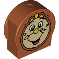 Duplo Brick 1 x 3 x 2 Round Top, Cut Away Sides with Cogsworth Clock Face Print