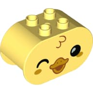 Duplo Brick 2 x 4 x 2 Rounded Ends with Duck Face Print