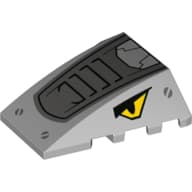 Wedge Curved 4 x 4 No Top Studs with Dark Bluish Grey Grate, Yellow Eyes print