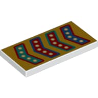 Tile 2 x 4 with Red, Blue, and Dark Turquoise Arrows on Yellow Background Print