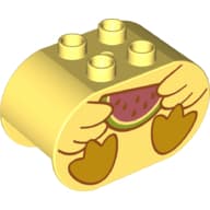 Duplo Brick 2 x 4 x 2 Rounded Ends with Duck Body and Watermelon Slice Print