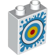 Duplo Brick 1 x 2 x 2 with Bottom Tube, Target and Water Splash Print