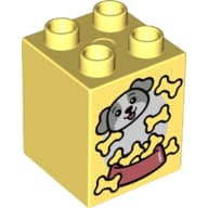Duplo Brick 2 x 2 x 2 with Bones, Bowl, and Dog Face Print