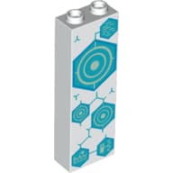 Brick 1 x 2 x 5 with Hollow Studs with Dark Turquoise Hexagons, Yellow Circles print