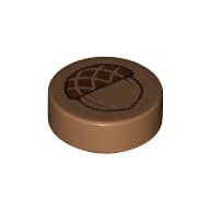 Tile Round 1 x 1 with Small Acorn Print