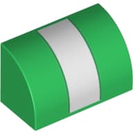 Brick Curved 1 x 2 x 1 No Studs with White Stripe Print