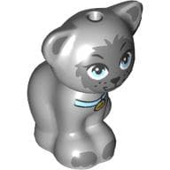 Animal, Cat, Sitting with Dark Bluish Grey Face, Bright Light Blue Eyes, Collar print (Gertrude)