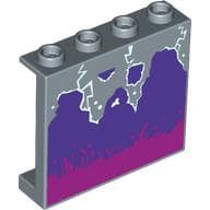 Panel 1 x 4 x 3 [Side Supports / Hollow Studs] with Dark Purple/Magenta Rocks print
